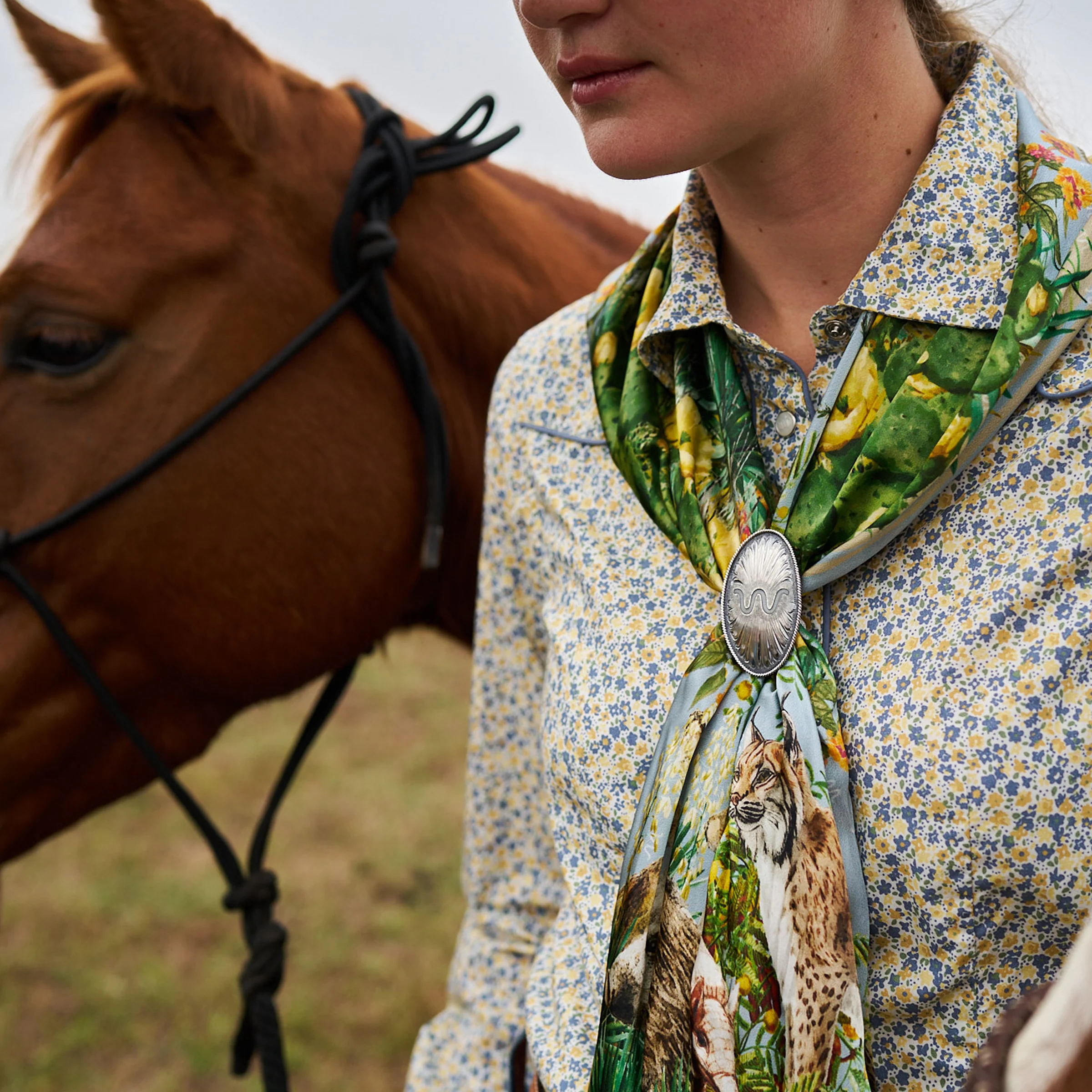 King Ranch Flora and Fauna Silk Scarf - Image 6